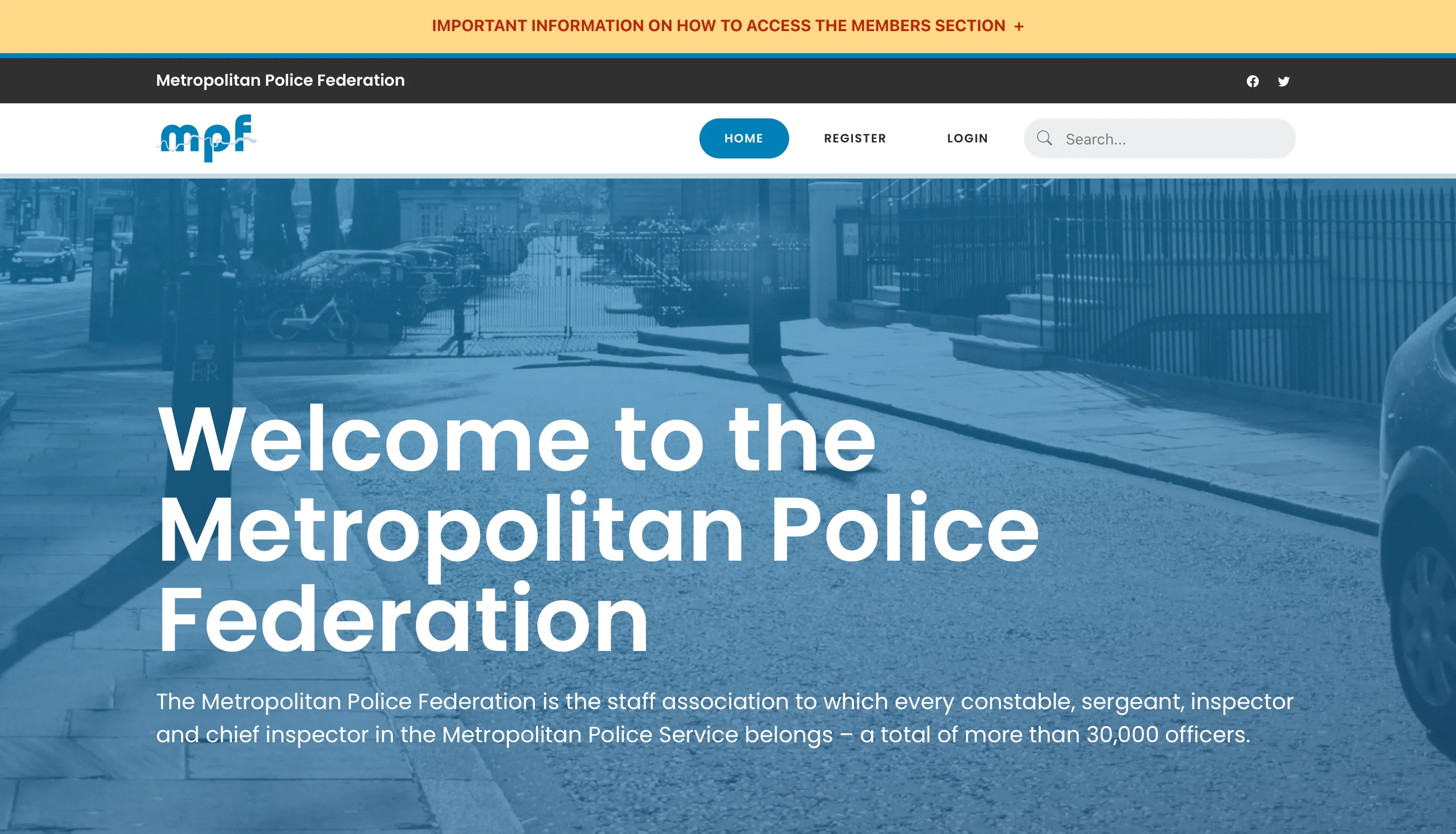 The landing page of the Metropolitan Police Federation website.